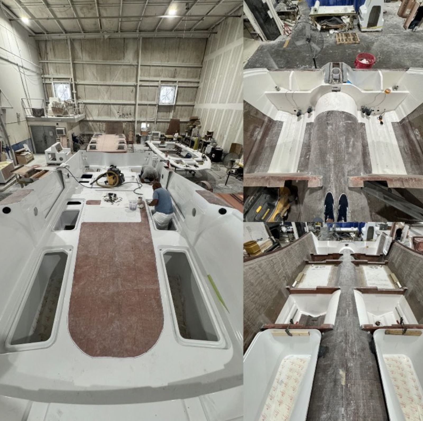 Costa Custom 34 SV out of the mold with stringers and tanks in place