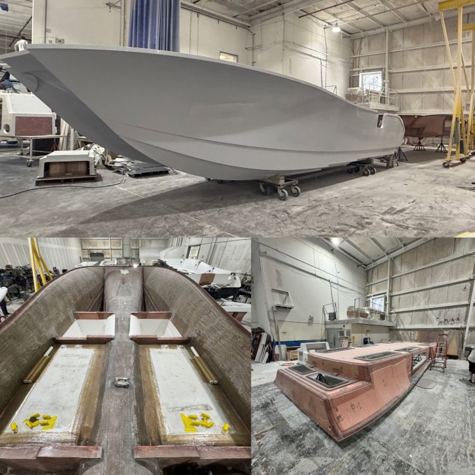 Costa Custom 34 SV out of the mold with stringers and tanks in place